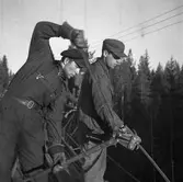 Arbetsbild som visar elektrifieringsarbete på sträckan Östersund-Storlien