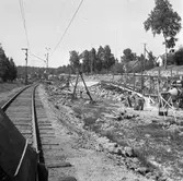 Banbyggnad. Dubbelspårsbygge på sträckan Boxholm-Sommen.