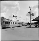 Rälsbussen Statens Järnvägar, SJ YBo6 858 vid Ystad station.