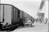 Lastning av resgodsvagn vid Hedemora station. Södra Dalarnes Järnväg, SDJ F1 391.