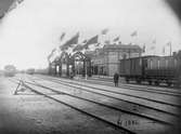 Halmstad station. 1886 vid invigningen av Mellersta - Hallands Järnväg, MHJ-.