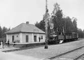 NsHJ lok 3, tidigare MLJ 4 (Till Horndals Järnväg 1917 och från 1921 Littra NsHJ lok 2). Stationsmästare Karl Lind.