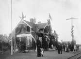 Gråbo järnvägsstation. Invigningen av  Västergötland - Göteborgs Järnväg.