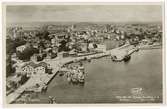 Flygfoto över hamnen i Lysekil.