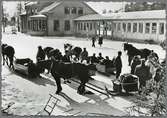 Häst och släde vid Rättvik station.