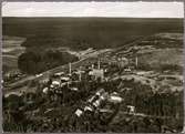 Flygfoto över industriområde i Messel gruvområde, Tyskland.