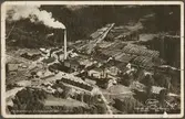 Flygfoto över cellulosafabrik i Fredriksberg.