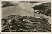 Flygfoto över Östrand sulfitfabrik i Timrå.