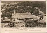 Flygfoto över Oskarströms Linnefabrik.