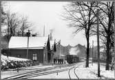 Jönköping-Gripenbergs Järnväg, JGJ. Godståg vid Huskvarna Östra station år 1915.