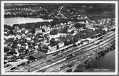 Flygfoto över Nässjö station och bangård.