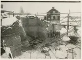 Brobygge vid Brovallen på 1930-talet.