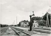 Enköping stations utbyggda bangård.