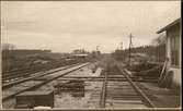 Verkstadsbangården i Gävle på 1900-talet under anläggning. Gävle - Dala Järnväg, GDJ.