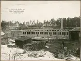 Gävle - Dala Järnvägs, GDJ, lokstall och vändskiva under uppbyggnad vid Gävle år 1916.