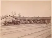 Hallsbergs gamla lokstallar i östra ändan av bangården år 1880
K 242 