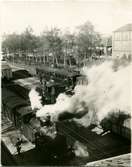 Utsikt över bangården 1927.
Stationen anlades 1874. Tvåvånings stationshus