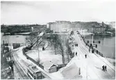Statens Järnvägar, SJ  Gamla och nya Liljeholmsbroarna år 1915 .Foto av Liljeholmens stationshistorik.
