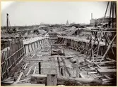 Text på fotot - Byggandet av färjestationen. Bilden från Överingejören Malmö.