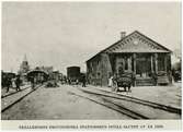 Trälleborgs provisoriska stationshus intill slutet av 1898.