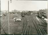 Värtan. Bangården före ombyggnaden av hamnen.