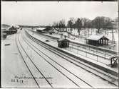 Älvsjö stationsområde från söder 1918 efter ombyggnaden.