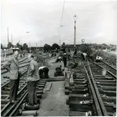 Banarbete vid Karlskrona bangård.