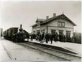 Markaryds station.
Markaryd - Veinge Järnväg, MaVJ lok 1.