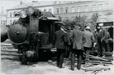 Södervärns station. Trelleborg - Rydsgårds Järnväg, TRJ lok 3, urspårning på grund av fellagd växel.