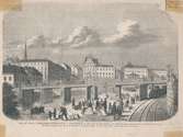 Sammanbindningsbanan  i Stockholm.
Från Ny Illustrerad Tidning, 1867-09-28