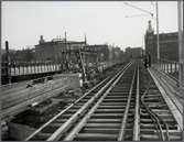 Byggarbeten på nya bron över Riddarfjärden. Sträckan mellan Stockholm C och Riddarfjärden.