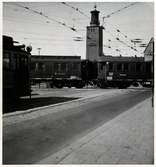 Stockholm Tegelbacken. Stadshustornet i bakgrunden.
På sträckan mellan Riddarholmen och Stockholm C.