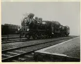 Östersund station. Statens Järnvägar, SJ. Från invigningen av Brunflo-Sveg den 20/9 1922. Ånglok för invigningståget.