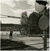 Östersund station och bangård i juni 1959. Statens Järnvägar, SJ.