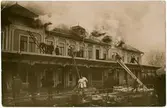 Östersund station under stationsbranden.