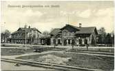 Öxnered station och järnvägshotell1911. Bergslagernas Järnväg, BJ. Stationen till höger på bilden.