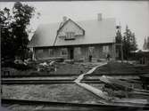 Uppförande av nytt stationshus i Diö, oktober 1917.