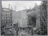 Kraftverket i Porjus under byggnation. Fördelningsbassängen.