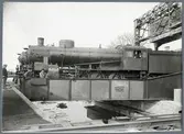 Provbelastning av järnvägsbro över Göta älv vid Norsholm på linjen mellan Norrköping och Linköping med två Ånglok.
Statens Järnvägar, SJ Mc 763.