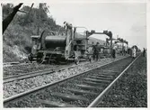 Rälsläggning.
Bilder tagna under Kungliga Järnvägsstyrelsens byrådirektör Thorsten Prambergs studieresa i Tyskland 1939.