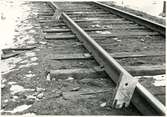 Del av bangården efter olyckan 1956-03-29 då tåg 93, 'Nordpilen, spårade ur vid Granbo station.