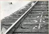 Del av bangården efter olyckan 1956-03-29 då tåg 93, 'Nordpilen, spårade ur vid Granbo station.