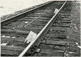 Del av bangården efter olyckan 1956-03-29 då tåg 93, 'Nordpilen, spårade ur vid Granbo station.