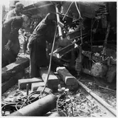 Svetsning på vagn efter tågolycka.