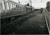 Olyckan i Pålsboda 1951. Urspårade Norges Statsbaner, NSB sovvagnar.