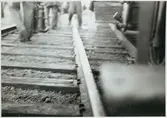 Järnvägsräler efter olyckan i Pålsboda 1951.