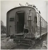 Skador på personvagn efter olycka vid hållplatsen Arket 1951.
