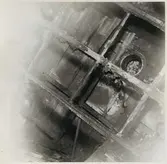 Skador efter brand i A-vagnen efter olycka i Malmö 1952.