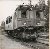 Statens Järnvägar, SJ Bk 748 skador efter kollision i Södertälje 1958.