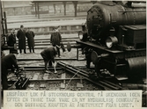 Statens Järnvägar, SJ K 1160 bärgning av lok på Stockholms Centralstation november 1931.